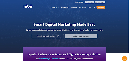 Screenshot of Hibu landing page